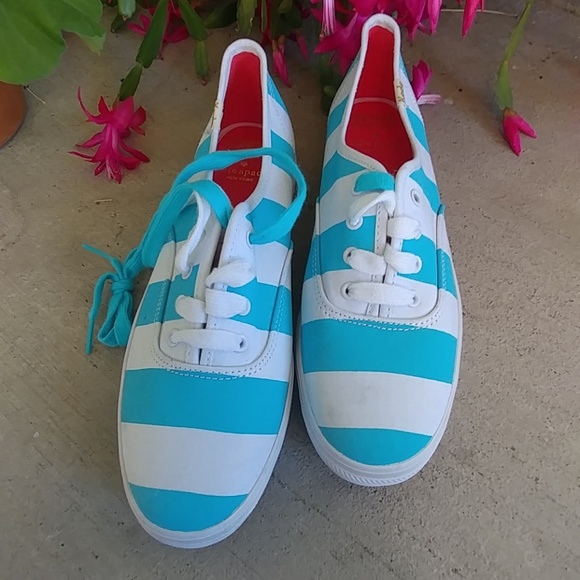 blue and white striped keds